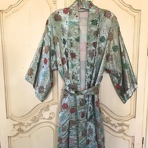VTG Asian Embroidered Long Satin Robe